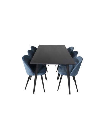 Matgrupp Dipp med Velvet matstolar, 180 × 90 cm