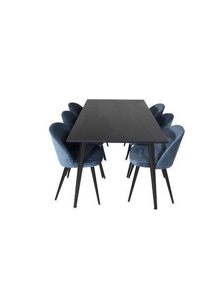Matgrupp Dipp med Velvet matstolar, 180 × 90 cm