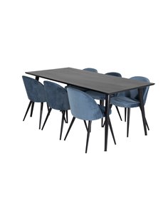 Matgrupp Dipp med Velvet matstolar, 180 × 90 cm 2