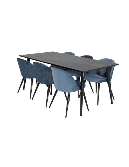Matgrupp Dipp med Velvet matstolar, 180 × 90 cm