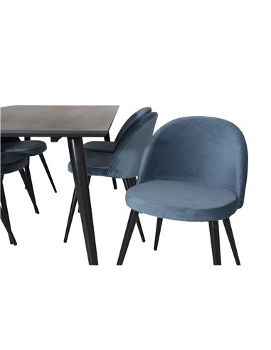 Matgrupp Dipp med Velvet matstolar, 180 × 90 cm