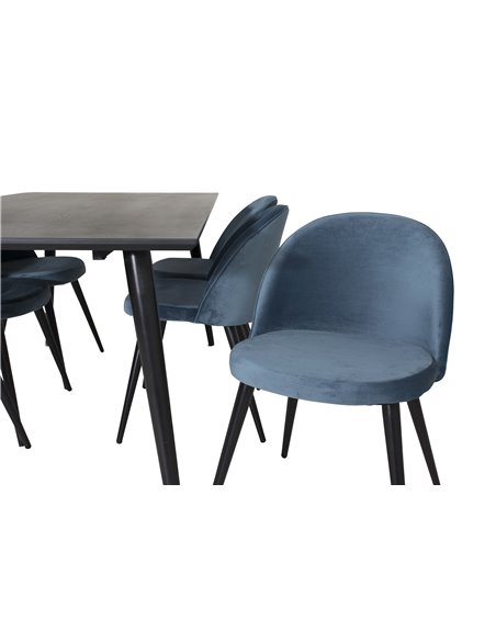 Matgrupp Dipp med Velvet matstolar, 180 × 90 cm