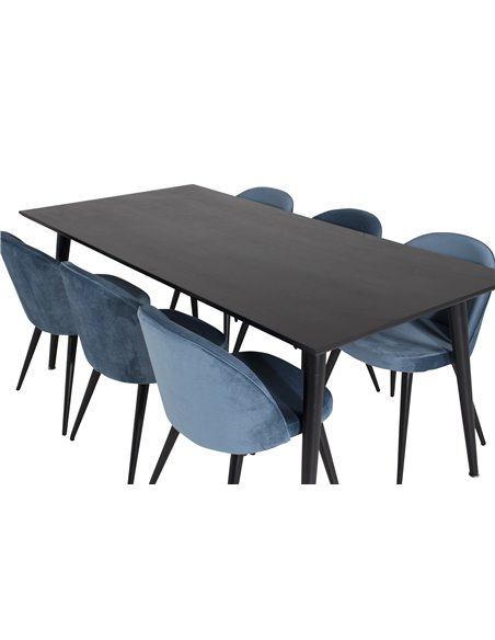 Matgrupp Dipp med Velvet matstolar, 180 × 90 cm