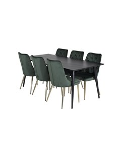 Matgrupp Dipp med Velvet Deluxe matstolar, 180 × 90 cm 2