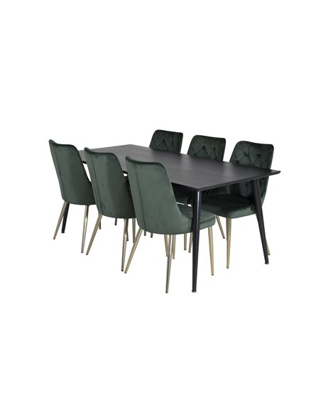 Matgrupp Dipp med Velvet Deluxe matstolar, 180 × 90 cm