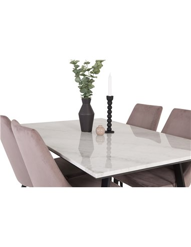 Matgrupp Estelle med Leone matstolar, 140 × 90 cm