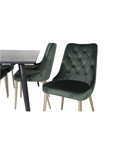 Matgrupp Dipp med Velvet Deluxe matstolar, 180 × 90 cm