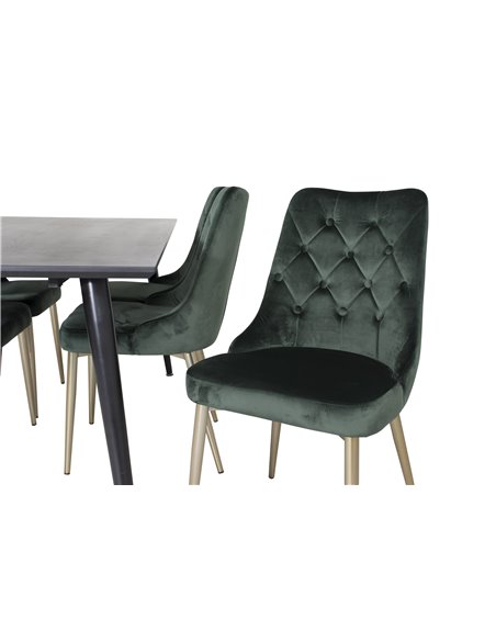 Matgrupp Dipp med Velvet Deluxe matstolar, 180 × 90 cm