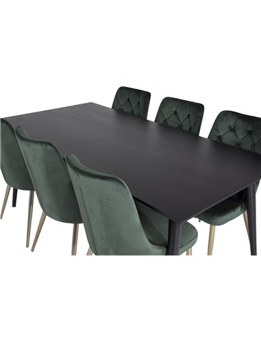 Matgrupp Dipp med Velvet Deluxe matstolar, 180 × 90 cm