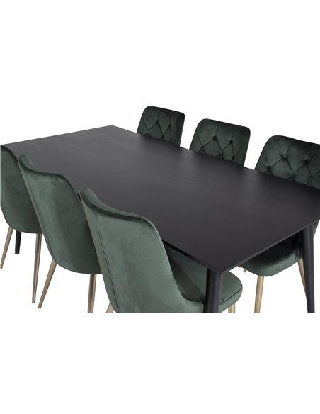 Matgrupp Dipp med Velvet Deluxe matstolar, 180 × 90 cm