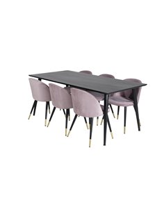 Matgrupp Dipp med Velvet matstolar, 180 × 90 cm 2