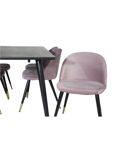 Matgrupp Dipp med Velvet matstolar, 180 × 90 cm