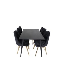 Matgrupp Dipp med Velvet Deluxe matstolar, 180 × 90 cm