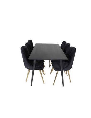 Matgrupp Dipp med Velvet Deluxe matstolar, 180 × 90 cm