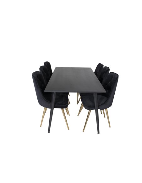 Matgrupp Dipp med Velvet Deluxe matstolar, 180 × 90 cm