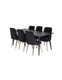 Matgrupp Dipp med Velvet Deluxe matstolar, 180 × 90 cm 2