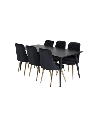 Matgrupp Dipp med Velvet Deluxe matstolar, 180 × 90 cm