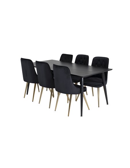 Matgrupp Dipp med Velvet Deluxe matstolar, 180 × 90 cm