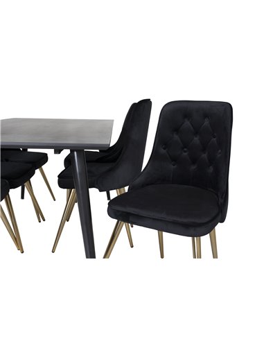 Matgrupp Dipp med Velvet Deluxe matstolar, 180 × 90 cm