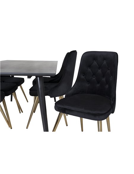 Matgrupp Dipp med Velvet Deluxe matstolar, 180 × 90 cm