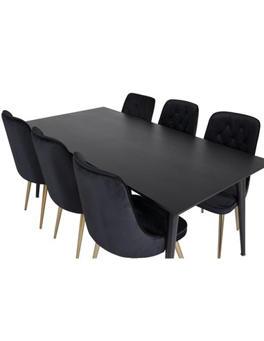 Matgrupp Dipp med Velvet Deluxe matstolar, 180 × 90 cm