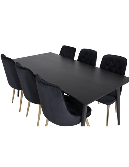 Matgrupp Dipp med Velvet Deluxe matstolar, 180 × 90 cm