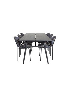 Matgrupp Sleek med Vault matstolar, 195 × 95 cm