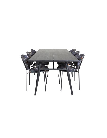 Matgrupp Sleek med Vault matstolar, 195 × 95 cm