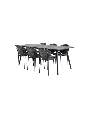 Matgrupp Sleek med Vault matstolar, 195 × 95 cm