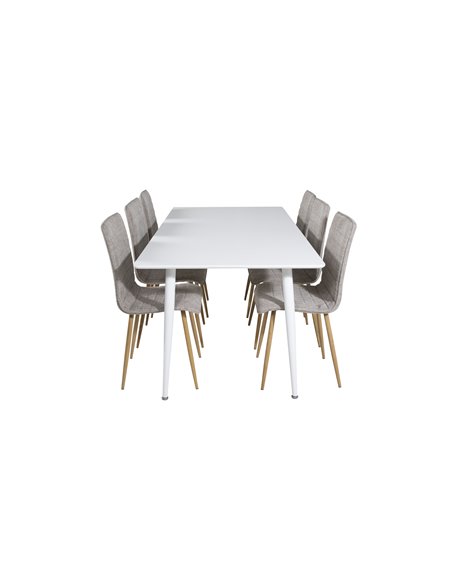 Matgrupp Polar med Windu matstolar, 180 × 90 cm