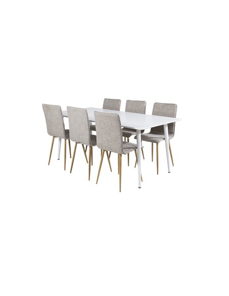 Matgrupp Polar med Windu matstolar, 180 × 90 cm
