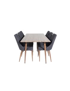 Matgrupp Polar med Leone matstolar, 180 × 90 cm