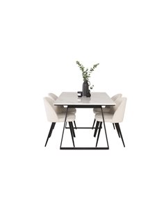 Matgrupp Estelle med Velvet matstolar, 140 × 90 cm 2
