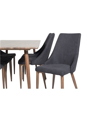 Matgrupp Polar med Leone matstolar, 180 × 90 cm