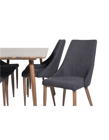 Matgrupp Polar med Leone matstolar, 180 × 90 cm