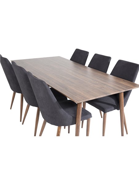 Matgrupp Polar med Leone matstolar, 180 × 90 cm