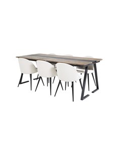 Matgrupp Jakarta med Velvet matstolar, 200 × 90 cm 2