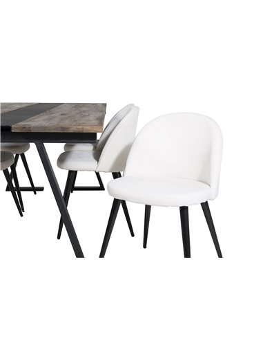 Matgrupp Jakarta med Velvet matstolar, 200 × 90 cm
