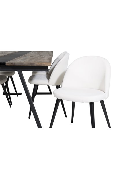 Matgrupp Jakarta med Velvet matstolar, 200 × 90 cm