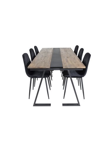 Matgrupp Jakarta med Polar matstolar, 200 × 90 cm