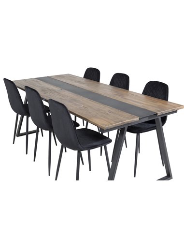 Matgrupp Jakarta med Polar matstolar, 200 × 90 cm