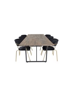 Matgrupp Padang med Arrow matstolar, 250 × 100 cm
