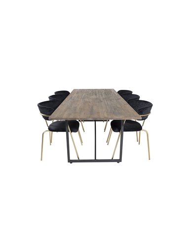 Matgrupp Padang med Arrow matstolar, 250 × 100 cm