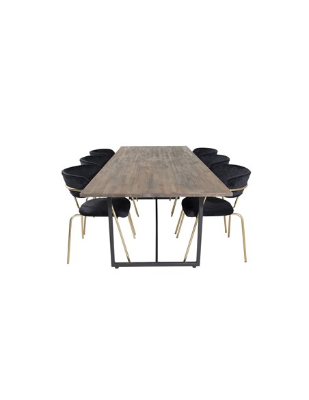 Matgrupp Padang med Arrow matstolar, 250 × 100 cm