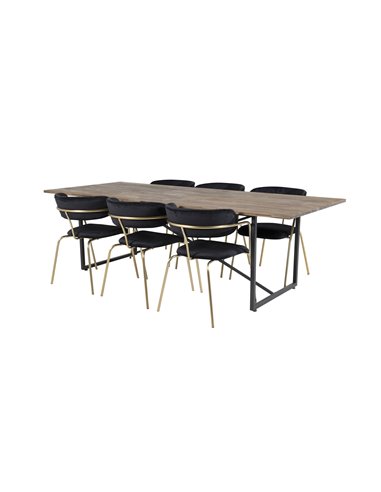 Matgrupp Padang med Arrow matstolar, 250 × 100 cm