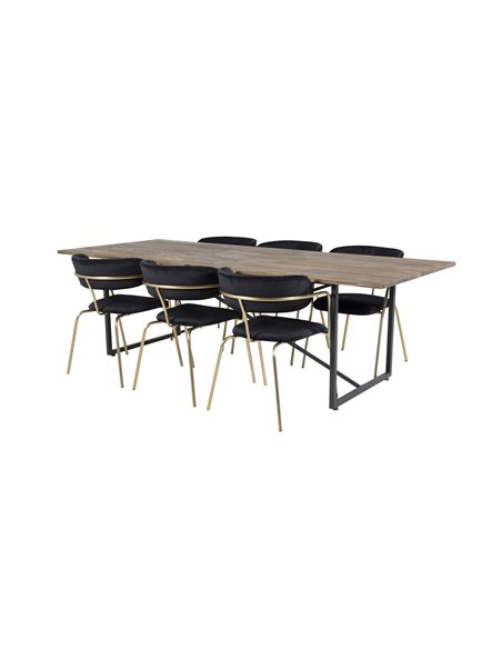 Matgrupp Padang med Arrow matstolar, 250 × 100 cm
