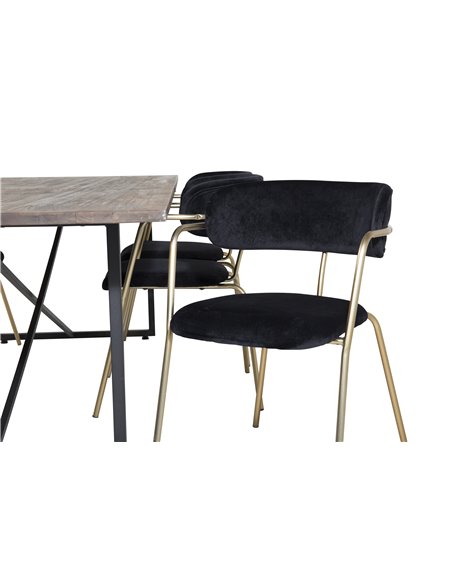Matgrupp Padang med Arrow matstolar, 250 × 100 cm