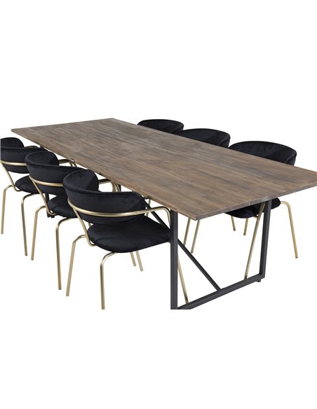 Matgrupp Padang med Arrow matstolar, 250 × 100 cm
