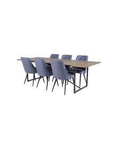 Matgrupp Padang med Velvet Deluxe matstolar, 250 × 100 cm 2