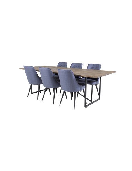 Matgrupp Padang med Velvet Deluxe matstolar, 250 × 100 cm